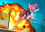  2016 bakki die_hard equine explosion female friendship_is_magic horse hose_pipe jumping mammal mp5 my_little_pony parody pinkie_pie_(mlp) pony scene_parody 