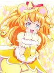  animal_ears arm_warmers bear_ears blue_eyes cowboy_shot cure_mofurun hat kagami_chihiro long_hair magical_girl mahou_girls_precure! mini_hat mini_witch_hat mofurun_(mahou_girls_precure!) multicolored multicolored_background orange_hair personification precure skirt smile solo star star_in_eye symbol_in_eye witch_hat yellow yellow_bloomers yellow_hat yellow_skirt 