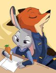  2016 anthro canine charlenesketch disney duo female fox judy_hopps lagomorph male mammal nick_wilde rabbit zootopia 