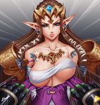  arms_behind_back bare_shoulders blue_eyes bouncing_breasts breasts brown_hair collarbone commentary covered_nipples dress earrings elbow_gloves emphasis_lines eyebrows eyelashes forehead_jewel game_of_thrones ganondorf gloves imminent_rape jewelry karosu_maker lips long_hair medium_breasts nintendo pauldrons pointy_ears pov princess_zelda strapless tearing_clothes the_legend_of_zelda the_legend_of_zelda:_twilight_princess tiara torn_clothes torn_dress tubetop unaligned_breasts underboob white_gloves 