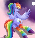  anus butt clothing equine female friendship_is_magic hair legwear looking_back mammal multicolored_hair my_little_pony nude pegasus pussy rainbow_dash_(mlp) smile solo stockings twiren wings 