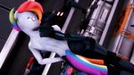  2016 3d_(artwork) anthro anthrofied areola big_breasts breasts butt clothing digital_media_(artwork) ear_piercing equine female friendship_is_magic hair horse indigosfm mammal multicolored_hair my_little_pony nipples open_mouth piercing rainbow_dash_(mlp) rainbow_hair solo source_filmmaker 