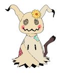  flower highres kevin_hong looking_at_viewer mimikkyu patch pokemon pokemon_(creature) pokemon_(game) pokemon_sm solo stick stitches white_background 