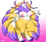  anthro big_breasts breasts canine crossgender female fox fur kyubi_(yo-kai_watch) mammal multi_tail nipples nude solo tuft video_games white_fur yellow_fur ymbk yo-kai_watch 