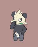 anthro balls bear clothed clothing erection flat_colors humanoid_penis looking_away male mammal moonlight-kat naughty_face nintendo pancham pants_down partially_clothed penis pinup pok&eacute;mon pose retracted_foreskin solo uncut video_games 