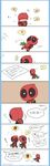 afterimage bad_id bad_pixiv_id bodysuit chibi chiemi_(chi222xxx) comic deadpool eating flying_sweatdrops food fruit heart highres leaf lying marvel motion_lines note on_back running spoken_food spoken_heart spoken_object spoken_question_mark spoken_x strawberry superhero translated twitter_username 