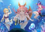  animal_ears bikini blonde_hair blue_eyes braid breasts butterflyfish cleavage clownfish elizabeth_bathory_(fate) elizabeth_bathory_(fate)_(all) fate/apocrypha fate/extra fate/extra_ccc fate/grand_order fate_(series) fish fox_ears fox_tail freediving horns jeanne_d'arc_(fate) jeanne_d'arc_(fate)_(all) large_breasts long_hair looking_at_viewer midriff multiple_girls nakaga_eri navel ocean open_mouth pink_hair pointy_ears sarong single_braid smile submerged surgeonfish swimsuit tail tamamo_(fate)_(all) tamamo_no_mae_(fate) underwater yellow_eyes 
