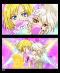  2boys antenna_hair bicine_(precure) blonde_hair blue_eyes bob_cut fingernails hand_holding henshin hugtto!_precure long_fingernails male_focus multiple_boys parody pearl_earrings precure reira_(reomimi0211) wakamiya_henri 