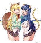  :d :o ahoge animal_ears antenna_hair ass bad_id bad_pixiv_id bangs black_panties blue_eyes blue_hair blue_shirt bow bowtie breasts cardigan collared_shirt cropped_legs dog_ears dog_tail dress_shirt eyebrows eyebrows_visible_through_hair f6 fang from_side genderswap genderswap_(mtf) hair_between_eyes jacket light_particles long_hair matsuno_juushimatsu matsuno_karamatsu medium_breasts mery_(apfl0515) miniskirt multiple_girls off_shoulder open_mouth osomatsu-kun osomatsu-san panties pleated_skirt school_uniform shirt skirt skirt_lift sleeves_past_wrists sleeves_rolled_up smile striped striped_bow striped_neckwear tail tiger_ears tiger_tail triangle twitter_username undershirt underwear white_background white_shirt 