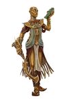  bald egyptian female gold_skin official_art paizo pathfinder shabti unknown_artist weapon 