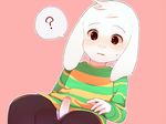 123autumn ? asriel_dreemurr boss_monster brown_eyes child clothing cub erection looking_down male open_mouth partially_retracted_foreskin penis penis_through_fly pink_background poking_out simple_background solo sweat sweatdrop sweater uncut undertale unzipped video_games young 