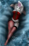  clothing corset facing_viewer female lagomorph legwear lingerie lying mammal pantyhose rabbit solo 