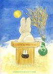  2013 comic cute doujinshi lagomorph long_ears mammal manga momiji_yu-ga moon night rabbit sculpture statue tree 