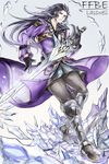  artist_name blue_eyes boots character_name coat copyright_name final_fantasy final_fantasy_brave_exvius gloves grey_background ice julia_yit lasswell long_hair male_focus simple_background solo sword weapon 