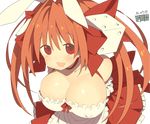  animal_ears bare_shoulders blush bow breasts bunny_ears cleavage di_gi_charat dice dice_hair_ornament dress fbc hair_bow hair_ornament large_breasts long_hair looking_at_viewer pink_eyes pink_hair red_eyes ribbon smile solo twintails usada_hikaru 