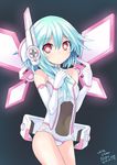  bare_shoulders blue_hair elbow_gloves gloves highres long_hair looking_at_viewer neptune_(series) power_symbol purerin red_eyes solo symbol-shaped_pupils white_sister_rom wings 