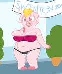  2016 anthro blush clothed clothing disney english_text female mammal mayor_swinton pig porcine solo text the_weaver underwear zootopia 