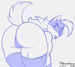  2016 anthro bent_over big_butt butt canine clothing female lips looking_at_viewer looking_back mammal marukomuru mask muscular open_mouth raised_tail simple_background sketch solo super_planet_dolan superhero superhero_dog_(vimhomeless) tight_clothing 