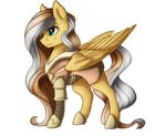  armor brown_hair equine eyelashes feathered_wings feathers female feral fur green_eyes grey_hair hair hooves horse long_hair mammal my_little_pony pegasus pony silentwulv simple_background sinnie smile solo standing tan_feathers tan_fur wings 