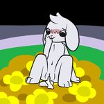  anthro asriel_dreemurr blush caprine crossgender cum cum_in_pussy cum_inside cum_leaking cuntboy flower goat intersex leaking mammal navel piebunny plant pussy sitting solo undertale video_games 