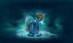  blue_feathers detailed_background equine feathered_wings feathers female feral friendship_is_magic fur hair hooves horse mammal multicolored_hair my_little_pony nude outside pegasus pony rainbow_dash_(mlp) rainbow_hair raining shamanguli solo standing wings 