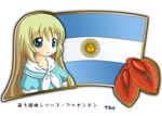  1girl argentina argentinian_flag blonde_hair blue_eyes flag long_hair murakami_senami 