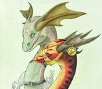  big_ears dragon ear_piercing flight_rising gem invalid_color invalid_tag mirror piercing portrait romantic_couple shoulder_guards simple_background spikes srnecka teeth veil 