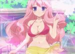  1girl animated animated_gif baka_to_test_to_shoukanjuu bikini bouncing_breasts breasts cleavage himeji_mizuki large_breasts long_hair pink_hair solo swimsuit 