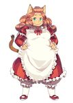  absurdres animal_ears aqua_eyes blade_(galaxist) bloomers blush dress full_body highres lion_ears lion_girl lion_tail long_hair mature mess_hall_lady_(pop-up_story) official_art pink_hair plump pop-up_story smile solo tail transparent_background underwear 