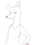  ambiguous_gender anthro avo_(weaver) boreoboros canine clothed clothing disney fan_character mammal monochrome smile smirk smug solo wolf zootopia 