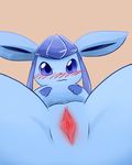  blue_eyes blue_fur blush clitoris cute eeveelution female fur glaceon looking_at_viewer nintendo pok&eacute;mon presenting presenting_pussy pussy solo spread_legs spreading sum video_games 