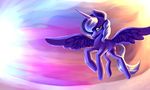  blue_eyes blue_feathers blue_hair cutie_mark equine feathered_wings feathers female feral friendship_is_magic gianghanez2880 hair hooves horn mammal my_little_pony nude princess_luna_(mlp) simple_background smile solo winged_unicorn wings 