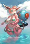  2016 ambiguous_gender anthro atryl big_breasts bikini breasts clothed clothing cloud duo female hi_res looking_back navel nintendo nipple_bulge open_mouth outside panties panties_down partially_clothed partially_submerged patreon pok&eacute;mon pussy sky swimsuit tentacles tentacool underwear video_games water wide_hips wigglytuff 