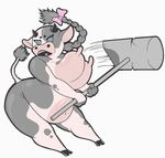  bovine breasts calamity_(liarborn) female hammer liarborn long_nipples mammal minotaur nude slightly_chubby solo thick_thighs tools warhammer weapon wide_hips 