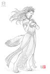  2016 5_fingers anthro canine clothed clothing crying female grey_nose kacey mammal simple_background sketch solo standing tears traditional_media_(artwork) white_background wide_hips wolf 