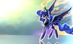  blue_eyes blue_feathers blue_hair cutie_mark equine feathered_wings feathers female feral friendship_is_magic gianghanez2880 hair hooves horn mammal my_little_pony princess_luna_(mlp) simple_background smile solo winged_unicorn wings 