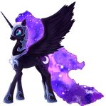  2014 alpha_channel animated armor black_feathers black_fur blue_eyes cosmic_hair cutie_mark equine feathered_wings feathers female feral friendship_is_magic fur hair helmet horn mammal my_little_pony nightmare_moon_(mlp) rodrigues404 simple_background slit_pupils solo spread_wings transparent_background winged_unicorn wings 