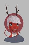  2016 anthro clothing dragon eastern_dragon hair horn japanese male minibabylizard open_mouth red_skin silver_eyes simple_background smile solo styx_y._renegade tongue whiskers white_hair white_skin 