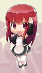  amane_(dream_c_club) bad_id bad_pixiv_id chibi dream_c_club dream_c_club_(series) highres microphone red_eyes red_hair solo thighhighs yaguchiya_tomoshi 