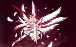  angel copyright_request feathers highres long_hair long_sleeves mecha_musume multiple_wings non-web_source pink_hair robot_ears seraph solo sword tateha_(marvelous_grace) very_long_hair wallpaper weapon wings 