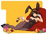  animal_ears brown_hair bunny_ears bunnysuit character_doll doll highres ikeda_shouko pantyhose short_hair solo suzumiya_haruhi suzumiya_haruhi_no_yuuutsu wallpaper 