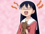  1024x768 azumanga_daioh azumanga_daiou black_hair cat eyes_closed long_hair maya maya_(azumanga) sakaki school_uniform wallpaper 