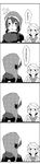  4koma :p comic doremy_sweet dress from_behind greyscale hat highres jacket jitome kishin_sagume monochrome multiple_girls nightcap open_clothes open_jacket pom_pom_(clothes) pun shirt short_hair single_wing tongue tongue_out toriburi touhou translated v wings 