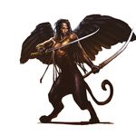  braided_hair dark_skin female hair maftet nude official_art paizo pathfinder sphynx unknown_artist weapon wings 