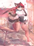  andreia-chan anthro canine clothing female garter glass looking_at_viewer mammal nipple_bulge one_eye_closed outside smile solo standing thick_thighs tight_clothing underwear 