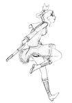  1girl camel_(dansen) cracklecradle female folded_ponytail gun monochrome profile shinonome_yuuki skirt solo weapon white_background 