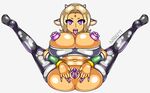  animal_humanoid big_breasts blonde_hair bottomless bovine breasts clothed clothing cow_humanoid erect_nipples female hair horn huge_breasts humanoid legwear mammal nipple_piercing nipples nirriti open_mouth piercing presenting purple_eyes pussy solo spread_legs spread_pussy spreading thigh_highs tongue tongue_out 