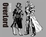  2boys armor artist_request coat demon english gauntlets gloves goat greaves hat helmet horns looking_at_another monochrome overlord_(maruyama) shoulder_armor simple_background touch_me ulbert_alain_odle 