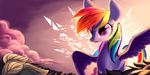  detailed_background equine female feral friendship_is_magic fur gianghanez2880 hair hooves horse mammal multicolored_hair my_little_pony pegasus pink_eyes pony rainbow_dash_(mlp) rainbow_hair sky solo wings 
