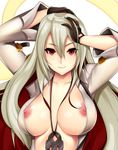  blonde_hair breasts guilty_gear guilty_gear_xrd jack-o'_valentine large_breasts long_hair looking_at_viewer navel nipples red_eyes smile solo tony_guisado 
